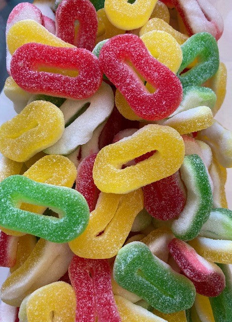 Réf DA 18 - Bonbon en forme d’Anneaux mélange de saveur gélifié, sans Gluten, Bonbon Halal - Sachet de 100 gr.