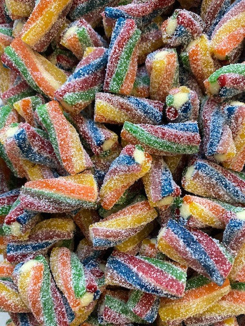 Réf DA 27 - Bonbon en forme de mini câble torsadé acidulé d’Ananas, Bonbon Halal - Sachet de 100 gr.