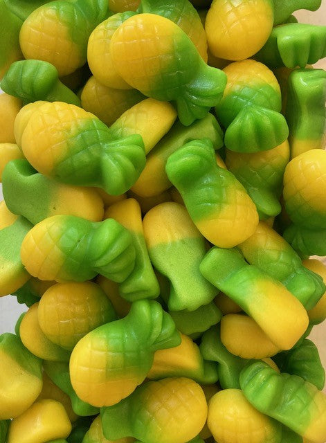Réf DA 28 - Bonbon en forme d’Ananas gélifié sans Gluten, Bonbon Halal - Sachet de 100 gr.