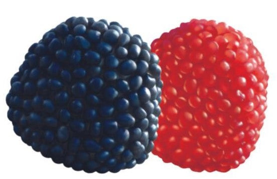 Réf DA 2 - Bonbon en forme de Baies parfum Framboise ou Mure gélifié, sans Gluten, Bonbon Halal - Sachet de 100 gr.