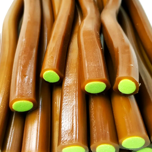 Réf DA 33 - Bonbon aux fruits en forme de Câble gout Cola, Bonbon Halal - Sachet de 3 pièces, Longueur environ 24 cm, poids environ 180 gr.