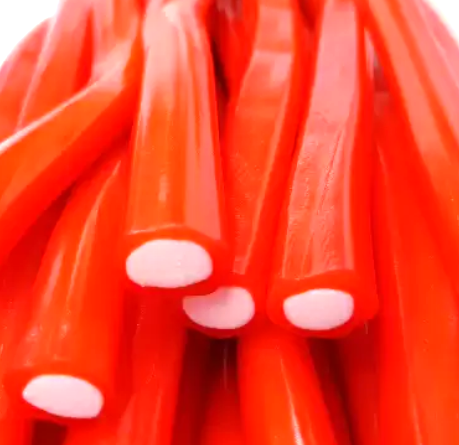 Réf DA 35 - Bonbon aux fruits en forme de câble gout Fraise, Bonbon Halal - Sachet de 3 pièces, Longueur environ 24 cm, poids environ 180 gr.