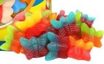 Réf DA 3 - Bonbon en forme de Papillon divers gout gélifié, sans Gluten, Bonbon Halal - Sachet de 100 gr.