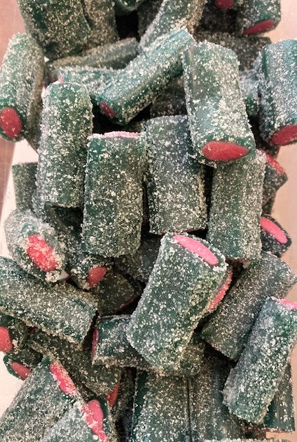 Réf DA 42 - Bonbon aux fruits en forme de mini tube gout Framboise acidulé, Bonbon Halal sachet de 100 gr.