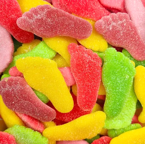 Réf DA 49 - Bonbon en forme de Pieds gélifiés, sans Gluten, Bonbon Halal - Sachet de 100 gr.
