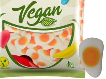 Réf DA 52 - Bonbon Vegan en forme d’œufs aux plats gélifiés, sans Gluten, Bonbon Halal - Sachet de 100 gr.