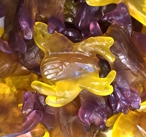 Réf DA 58 - Bonbon en forme d’Araignées XXL gélifiés, sans Gluten, Bonbon Halal - Sachet de 100 gr.