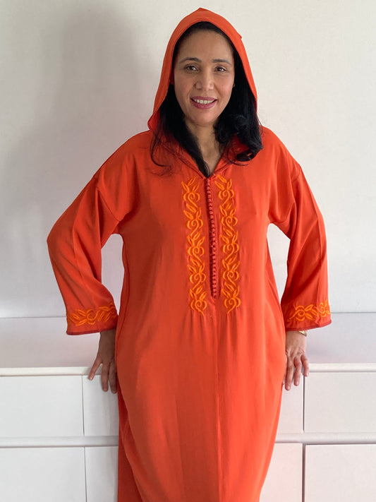 DJELLABA Marocaine - Vêtement traditionnel féminin - Coloris Orange