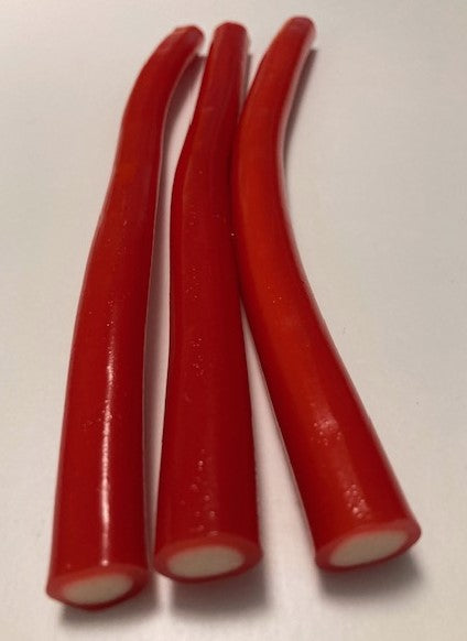 Réf DA 35 - Bonbon aux fruits en forme de câble gout Fraise, Bonbon Halal - Sachet de 3 pièces, Longueur environ 24 cm, poids environ 180 gr.