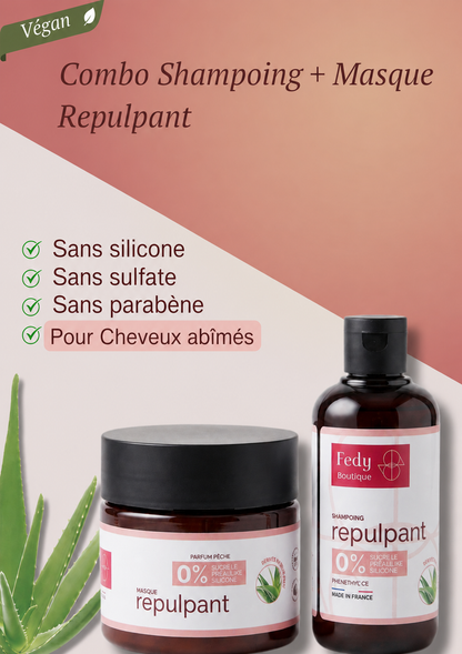 COMBO SHAMPOING+MASQUE Repulpant Acide Hyaluronique, Produit cosmétique, 200 + 200 ml