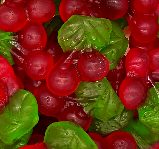 Réf DA 4 - Bonbon en forme de Cerise gélifié, sans Gluten, Bonbon Halal - Sachet de 100 gr.