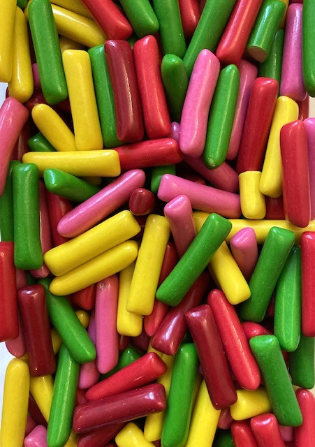 Réf HI 67 - Bonbon Hitschies Original Mix, mini craies lisse gout Fruit, Bonbon Halal - Sachet de 100 gr.