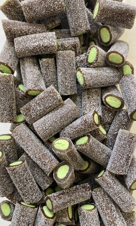 Réf DA 81 - Bonbon aux fruits en forme de Mini câble gout Cola Acide, Bonbon Halal - Sachet de 100 gr.