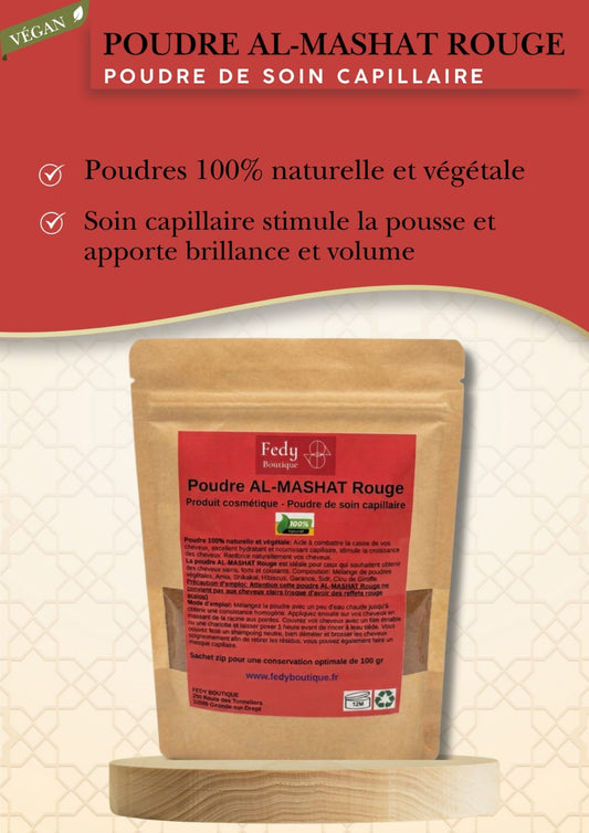 Poudre AL-MASHAT Rouge - Produit cosmétique - Sachet ZIP de 100 gr