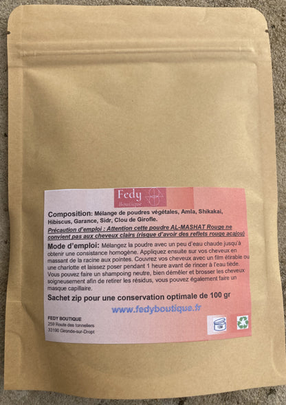 Poudre AL-MASHAT Rouge - Produit cosmétique - Sachet ZIP de 100 gr