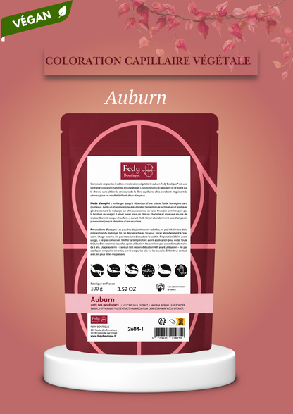 Coloration végétale AUBURN - Produit cosmétique - Sachet de 100 gr