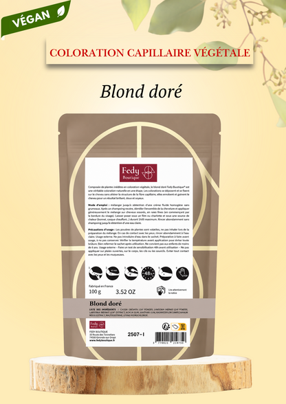 Coloration végétale BLOND DORE- Produit cosmétique - Sachet de 100 gr
