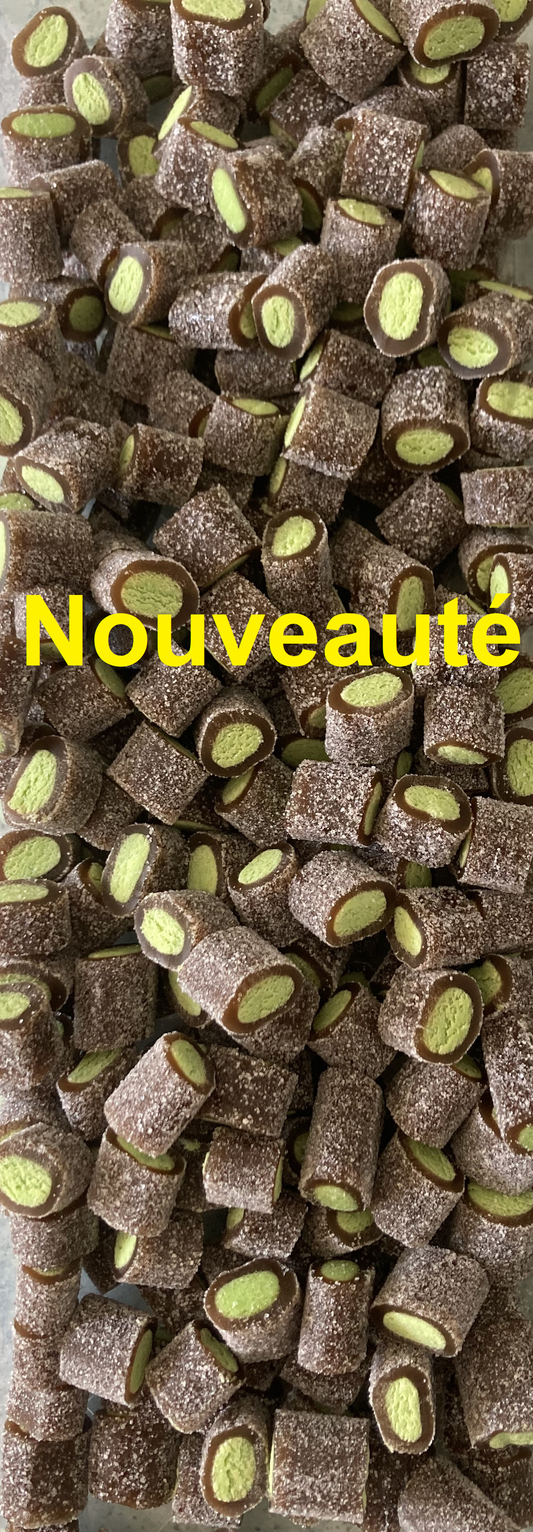 Réf DA 93 - Bonbon aux fruits en forme de Bouchée de Mini câble gout Cola Acide, Bonbon Halal - Sachet de 100 gr.