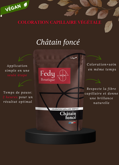 Coloration végétale CHATAIN FONCE - Produit cosmétique - Sachet de 100 gr