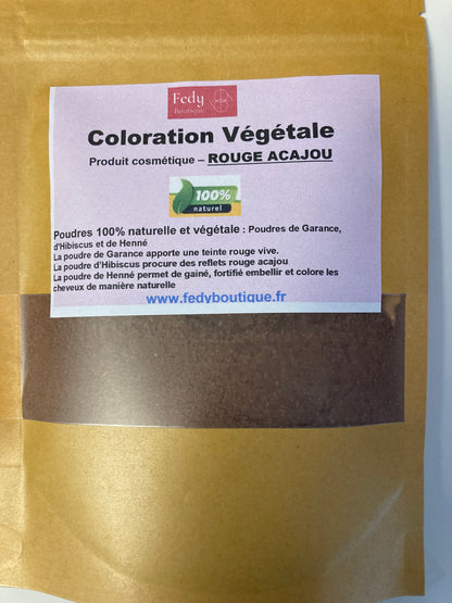 Coloration végétale Rouge Acajou - Produit cosmétique - Sachet de 100 gr