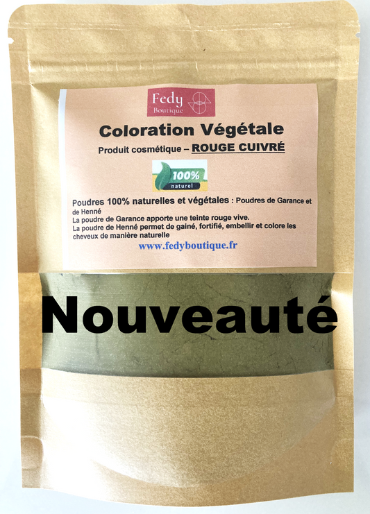 Coloration végétale Rouge Cuivré – Produit cosmétique - Poudre de soin capillaire - Sachet de 100 gr