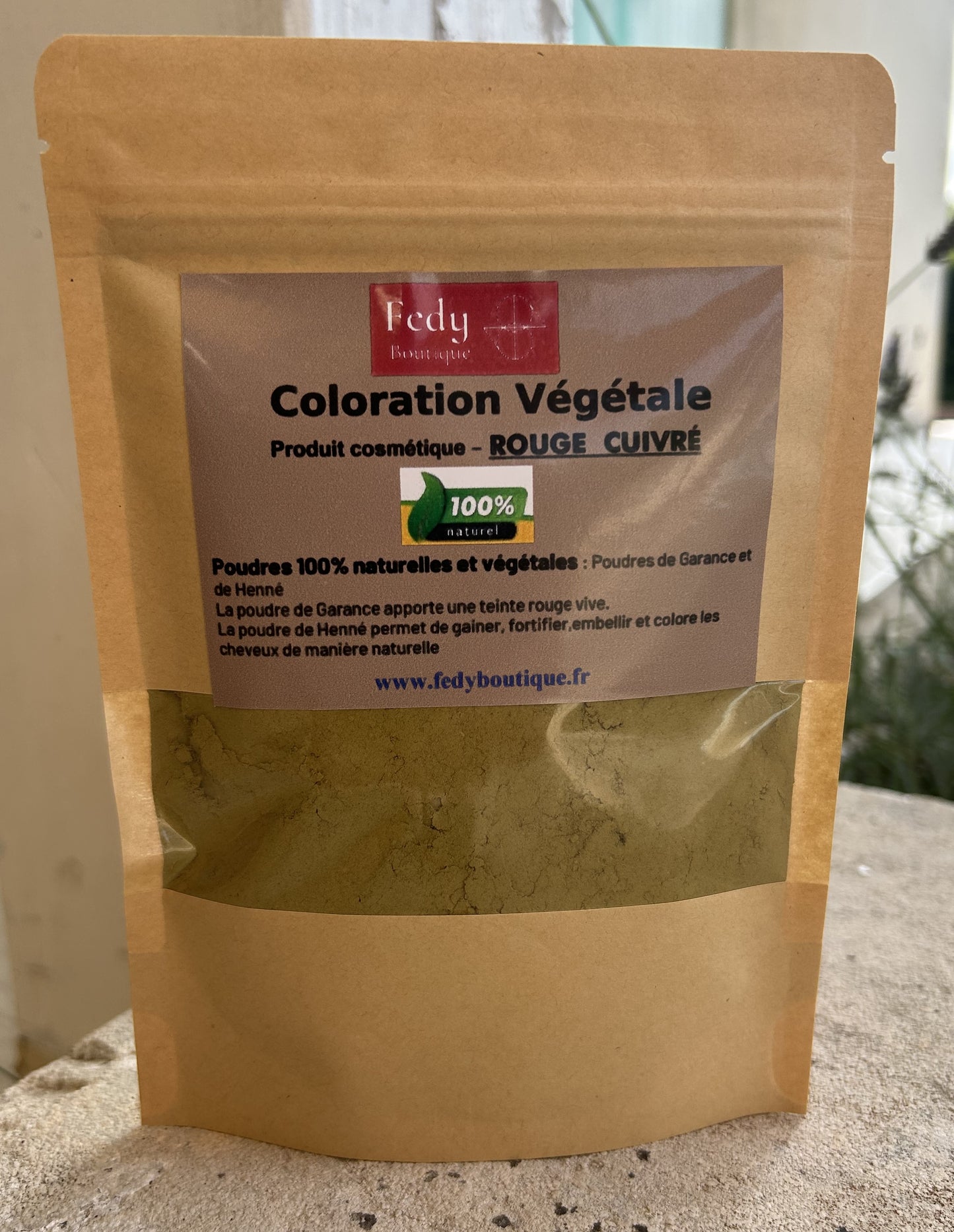 Coloration végétale Rouge Cuivré – Produit cosmétique - Poudre de soin capillaire - Sachet de 100 gr