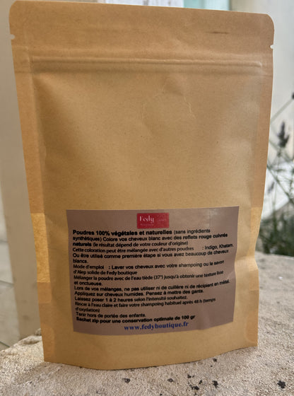 Coloration végétale Rouge Cuivré – Produit cosmétique - Poudre de soin capillaire - Sachet de 100 gr