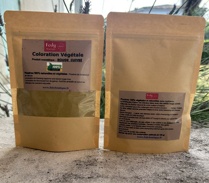 Coloration végétale Rouge Cuivré – Produit cosmétique - Poudre de soin capillaire - Sachet de 100 gr