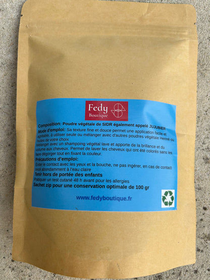 SIDR ou JUJUBIER – Produit cosmétique - Poudre de soin capillaire. Sachet de 100 gr