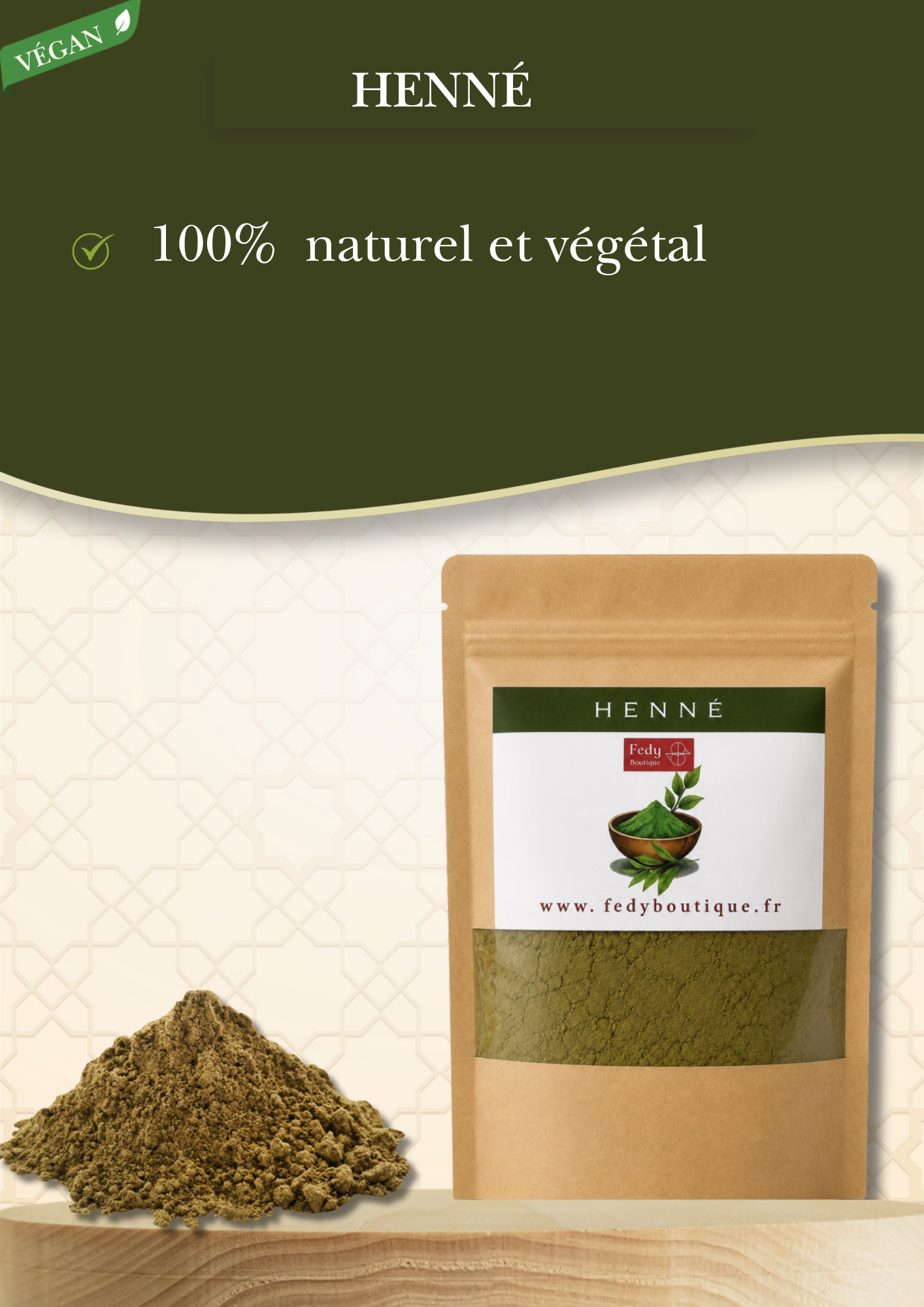 HENNE – Produit cosmétique – Sachet de 100 gr
