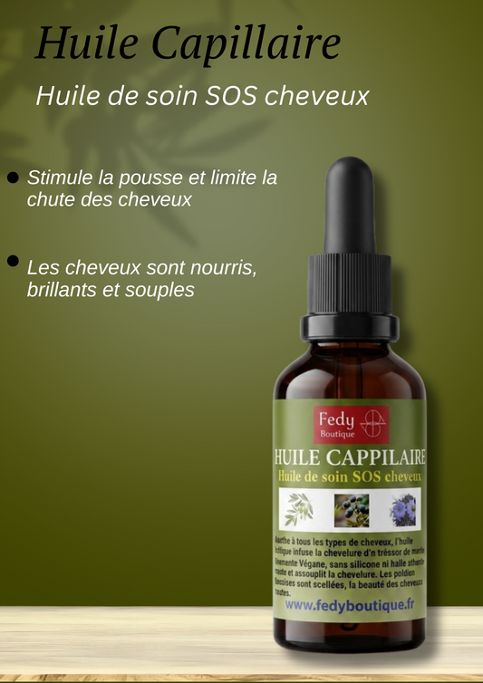 Huile SOS capillaire, produit cosmétique, Flacon pipette 50 ml