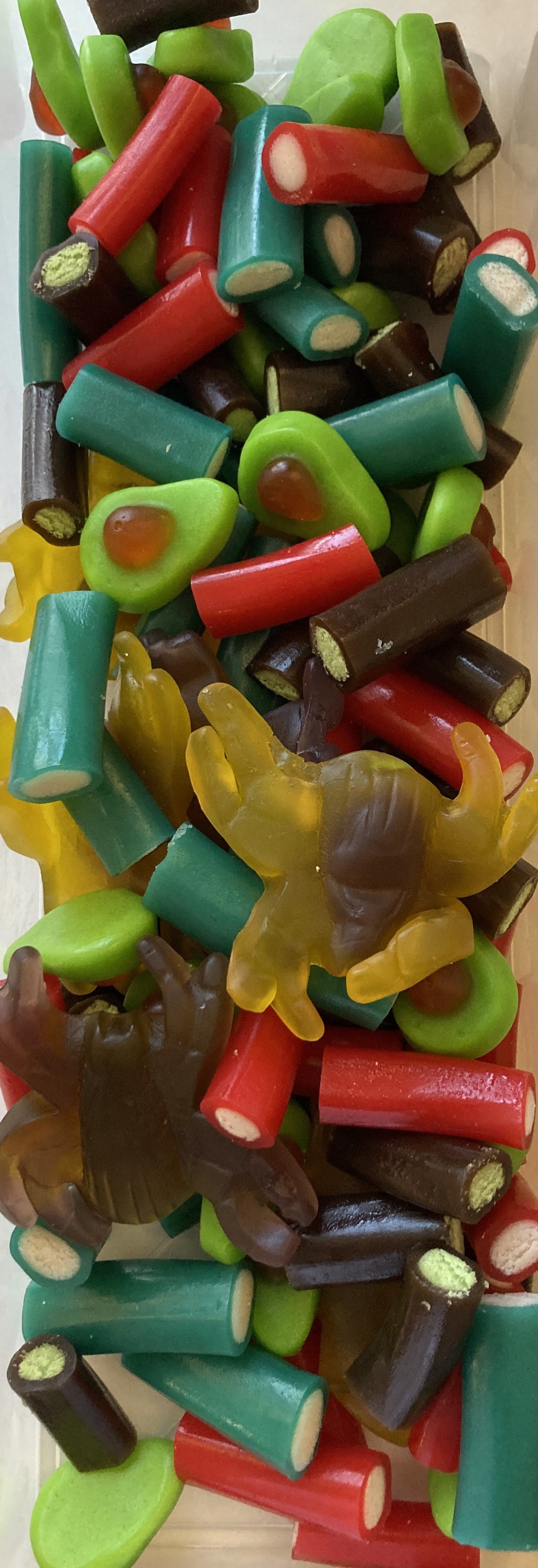 Réf B2 86 – Box 2 - Bonbon en forme de Mini câble + Avocats et Araignées, Bonbon Halal sachet de 1 kg.