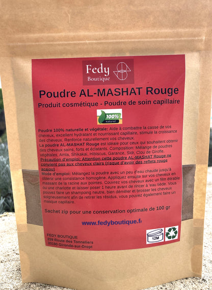 Poudre AL-MASHAT Rouge - Produit cosmétique - Sachet ZIP de 100 gr