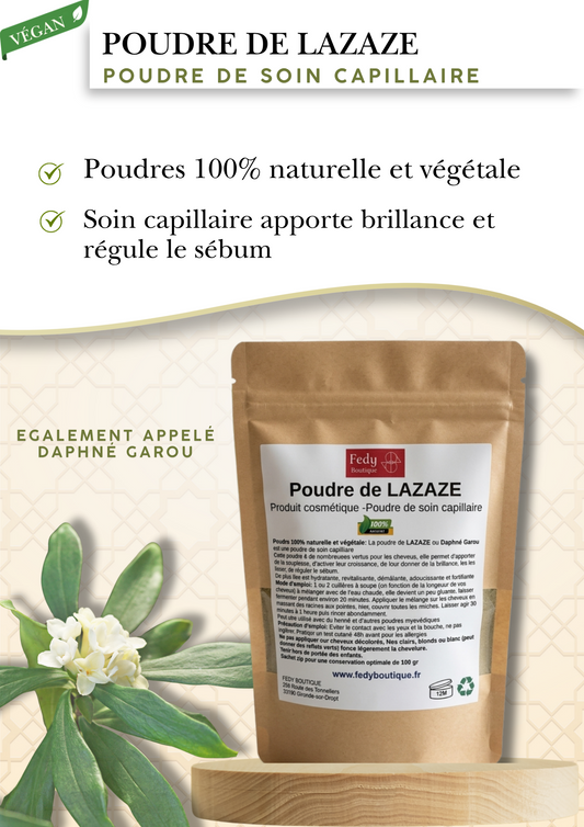 Lazaze ou Daphné Garou - Produit cosmétique - Poudre de soin capillaire - Sachet de 100 gr
