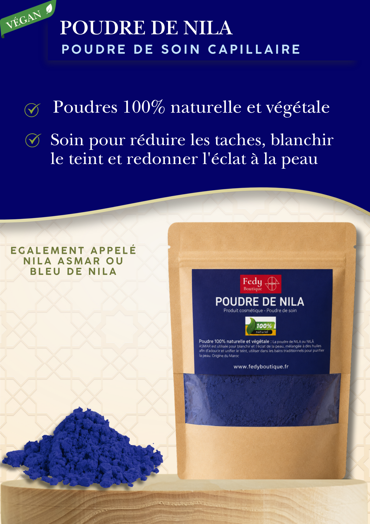 Poudre de NILA - Produit cosmétique - Sachet ZIP de 100 gr