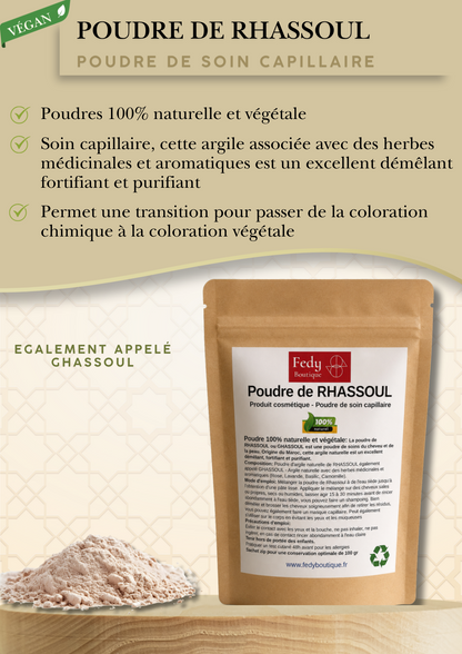 RHASSOUL DU MAROC - Produit cosmétique - Sachet Zip de 100 gr