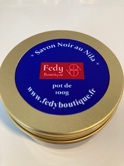 Savon Noir au NILA, produit cosmétique, Pot de 100 gr