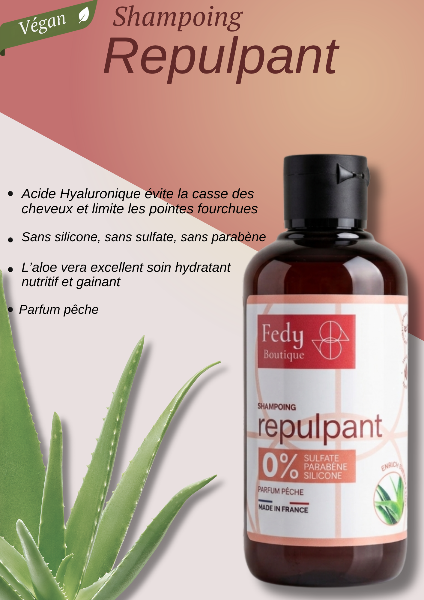 SHAMPOING Repulpant Acide Hyaluronique, Produit cosmétique, flacon 200 ml