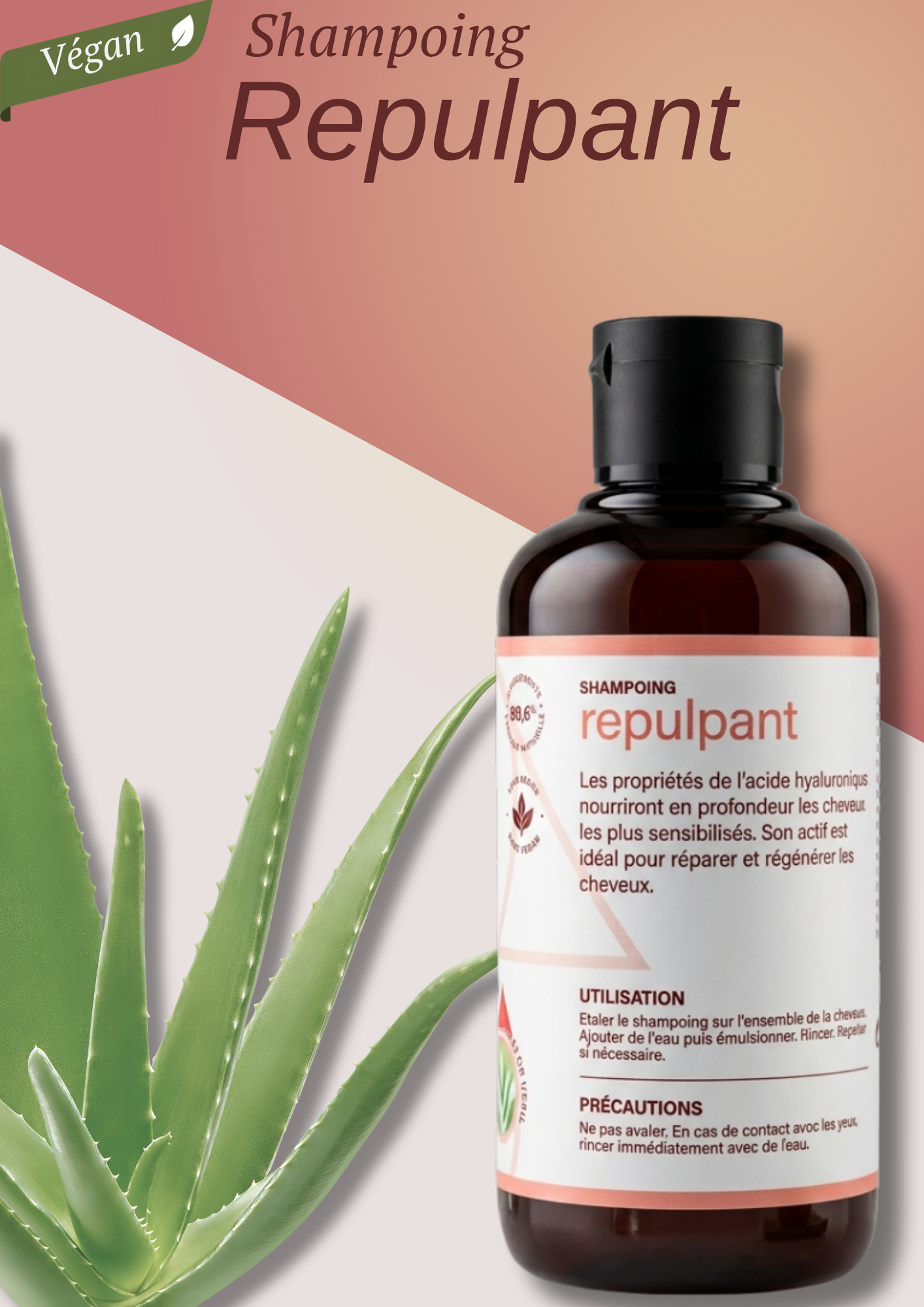 SHAMPOING Repulpant Acide Hyaluronique, Produit cosmétique, flacon 200 ml